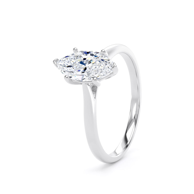 Marquise Diamond Platinum Ring, 6 Claw Solitaire | SMM MPP11