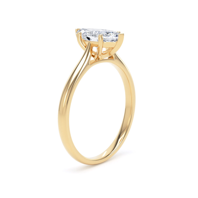 Marquise Diamond Yellow Gold Ring, 6 Claw Solitaire | SMM MPP11