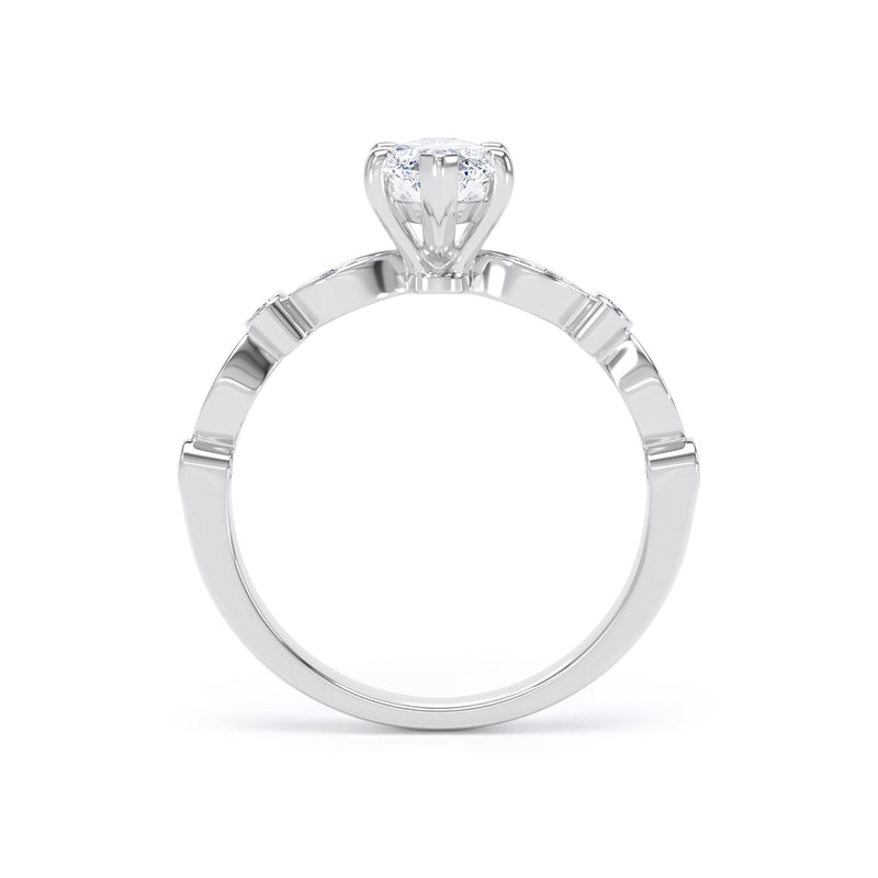 Marquise Diamond White Gold Ring, Fancy Diamond Shoulder Set | SMM MSV01