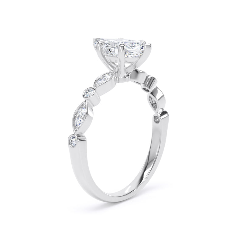 Marquise Diamond White Gold Ring, Fancy Diamond Shoulder Set | SMM MSV01