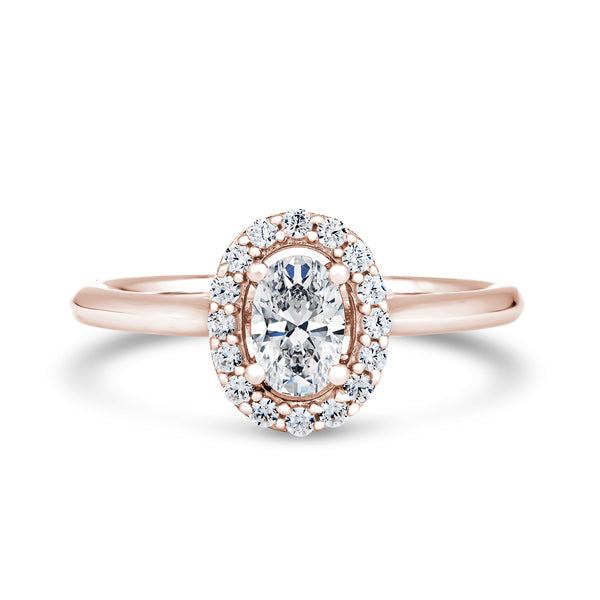 Oval Halo Rose Gold Ring | OHP01 LGO
