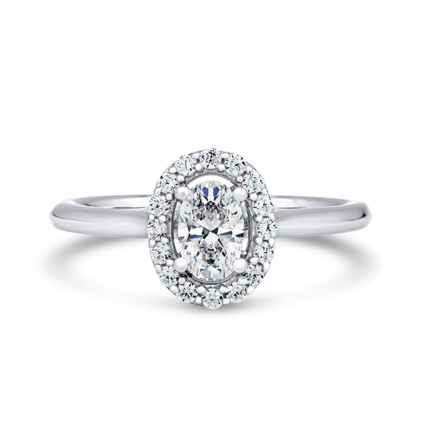 Oval Halo White Gold Ring | OHP01 LGO