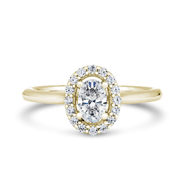 Oval Halo Yellow Gold Ring | OHP01 LGO