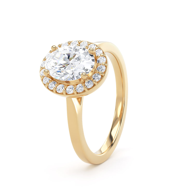 Halo Ring | Yellow Gold, Oval Diamond | OHP01 SMO