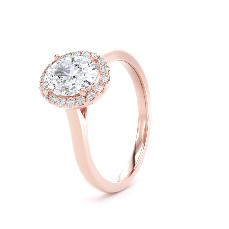 Halo Peekaboo Ring | Rose Gold, Oval Diamond | OHP02 SMO