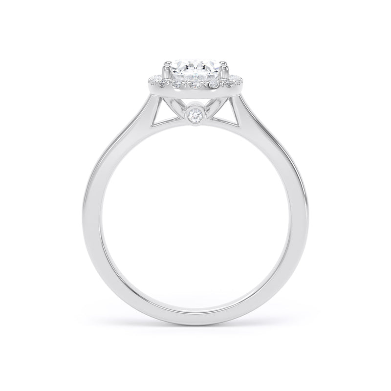 Halo Peekaboo Ring | White Gold, Oval Diamond | OHP02 SMO