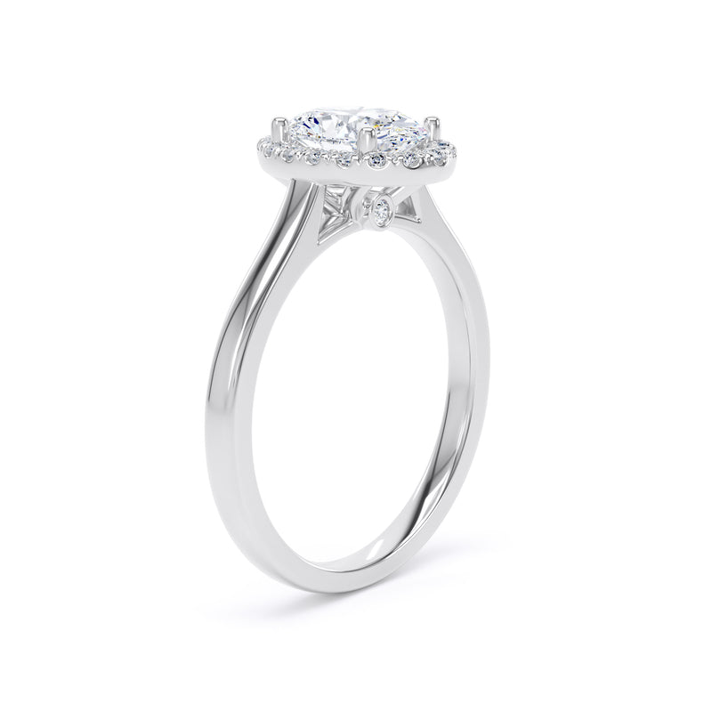 Halo Peekaboo Ring | White Gold, Oval Diamond | OHP02 SMO