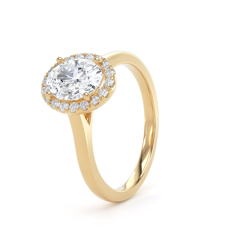 Halo Peekaboo Ring | Yellow Gold, Oval Diamond | OHP02 LGO