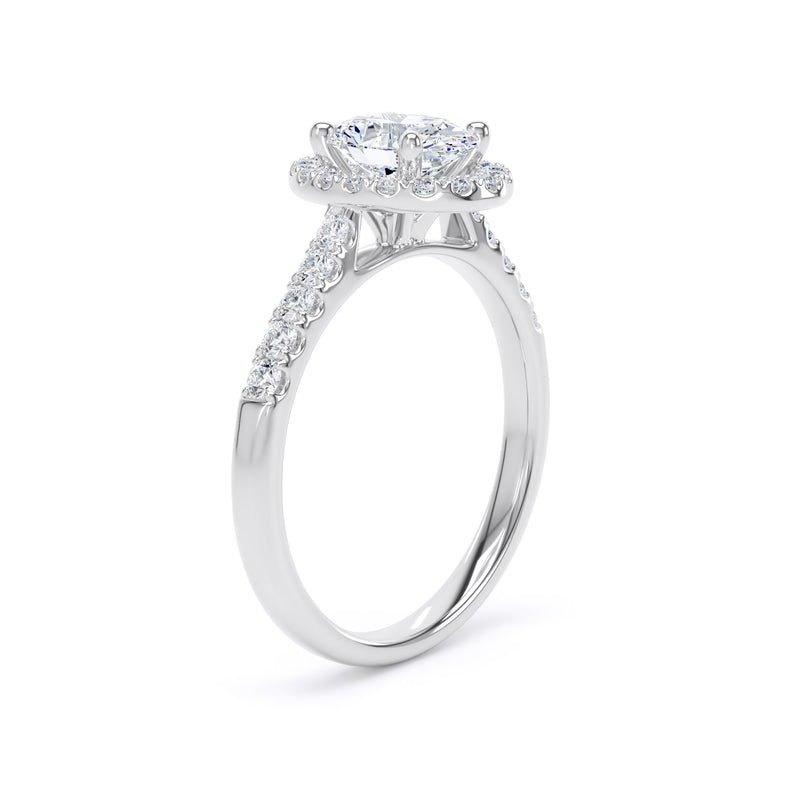 Oval Diamond White Gold Ring, Diamond Band Halo | SMO OHS01