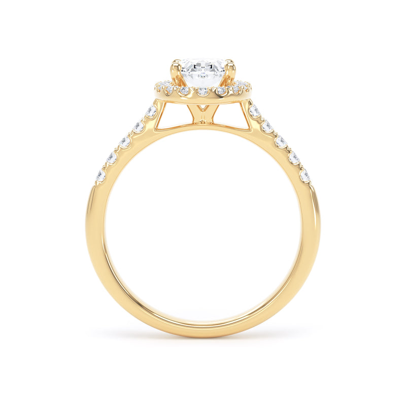 Oval Diamond Yellow Gold Ring, Diamond Band Halo | LGO OHS01