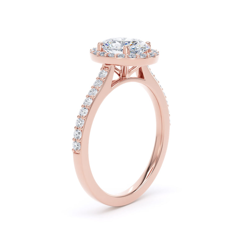 Halo Diamond Shoulder Ring | Rose Gold, Oval Diamond  | OHW01 LGO