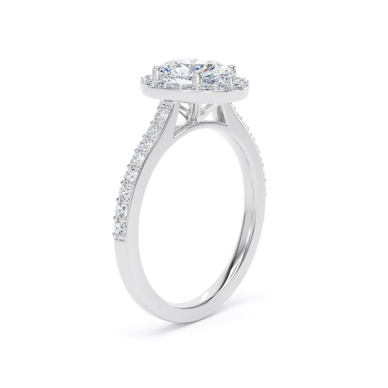 Halo Diamond Shoulder Ring | Platinum, Oval Diamond  | OHW01 SMO