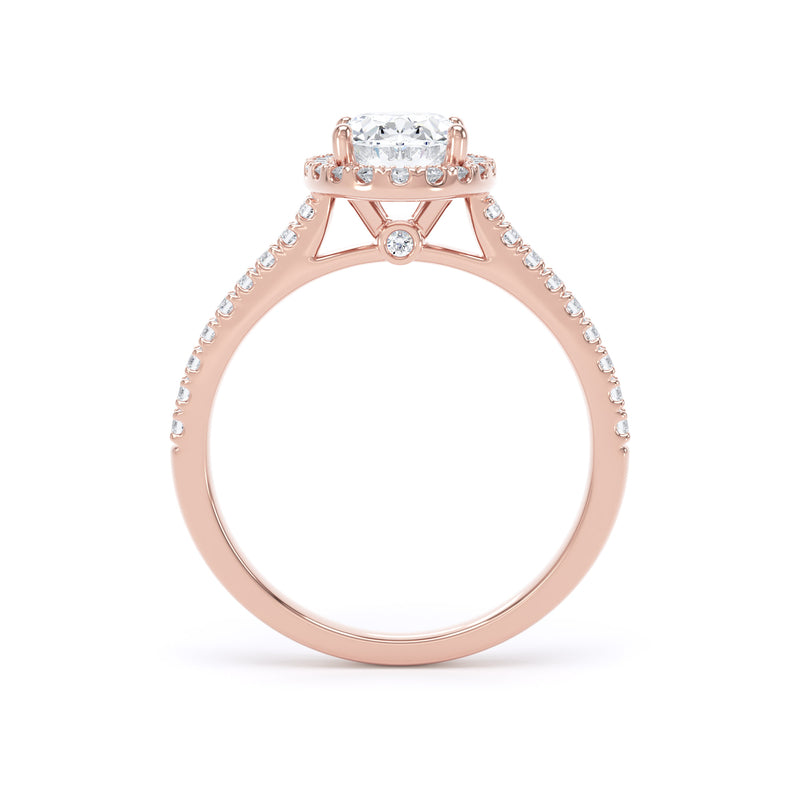 Halo Peekaboo Diamond Shoulder Ring | Rose Gold, Oval Diamond | OHW03 LGO