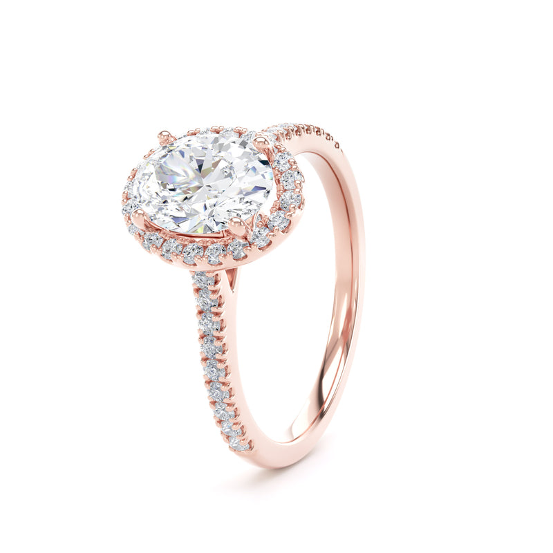 Halo Peekaboo Diamond Shoulder Ring | Rose Gold, Oval Diamond | OHW03 LGO