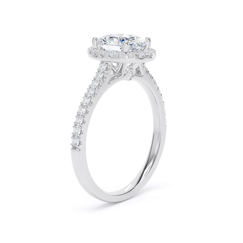 Halo Peekaboo Diamond Shoulder Ring | White Gold, Oval Diamond | OHW03 SMO