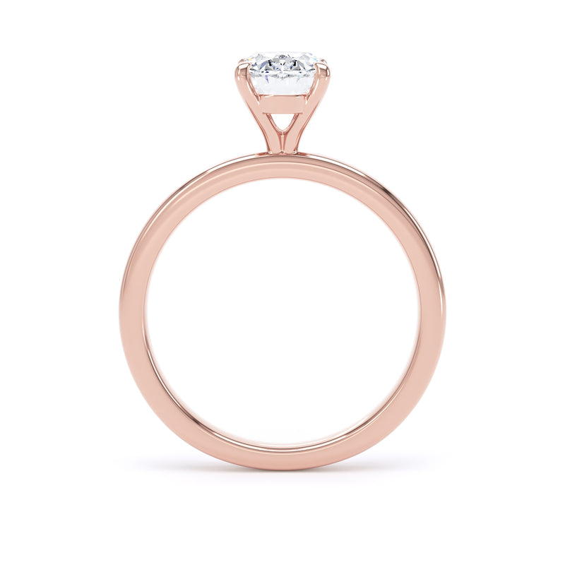 Oval Diamond Rose Gold Ring, Floating Head Solitaire | SMO OPP03
