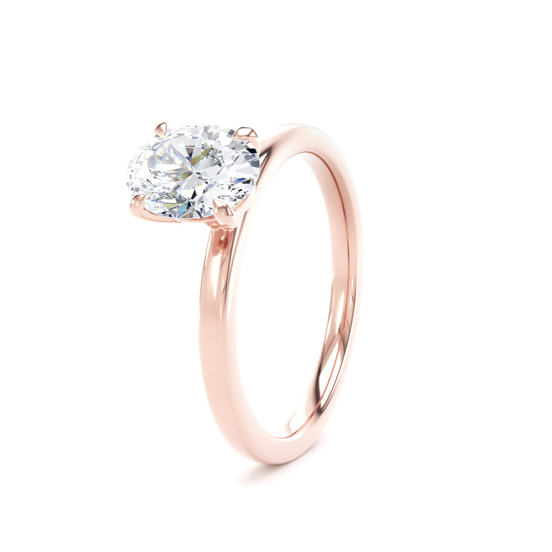 Oval Diamond Rose Gold Ring, Floating Head Solitaire | SMO OPP03