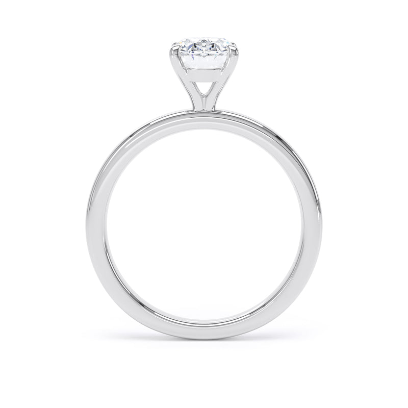 Oval Diamond White Gold Ring, Floating Head Solitaire | SMO OPP03