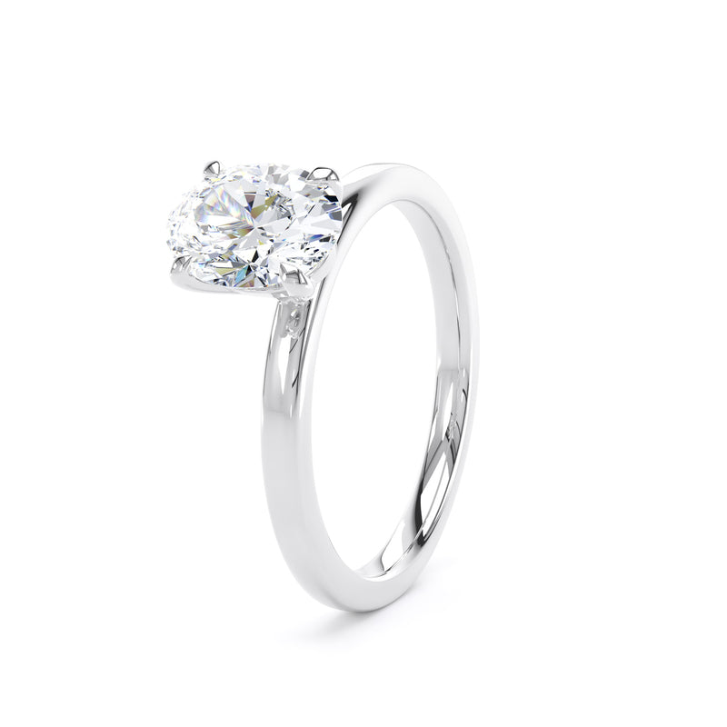 Oval Diamond White Gold Ring, Floating Head Solitaire | SMO OPP03