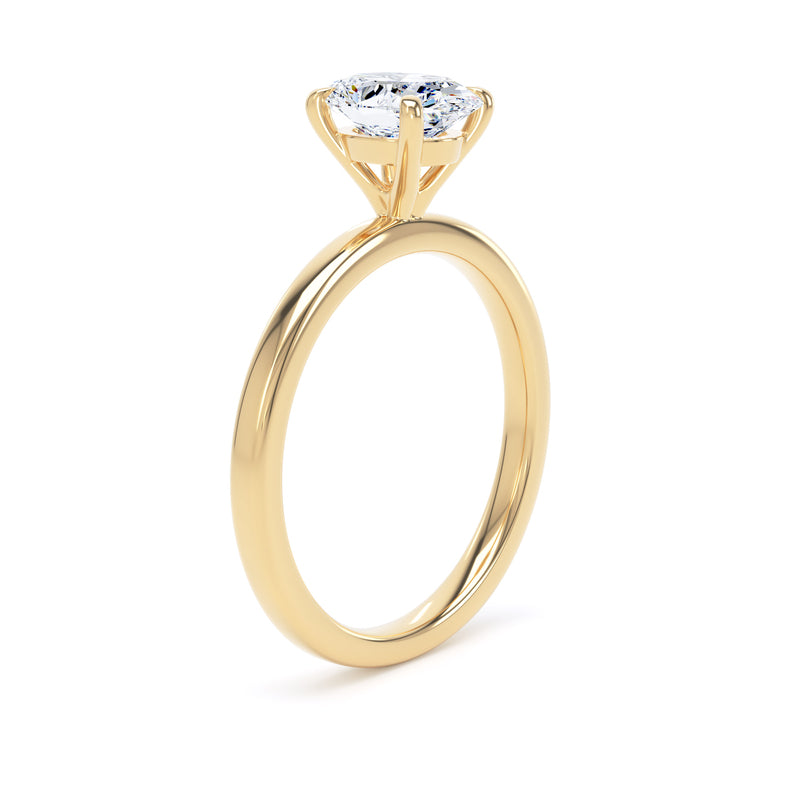Oval Diamond Yellow Gold Ring, Floating Head Solitaire | LGO OPP03