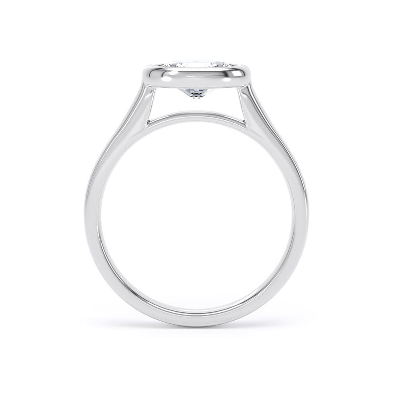 Oval Diamond White Gold Ring, Landscape Bezel Solitaire | LGO OPP05