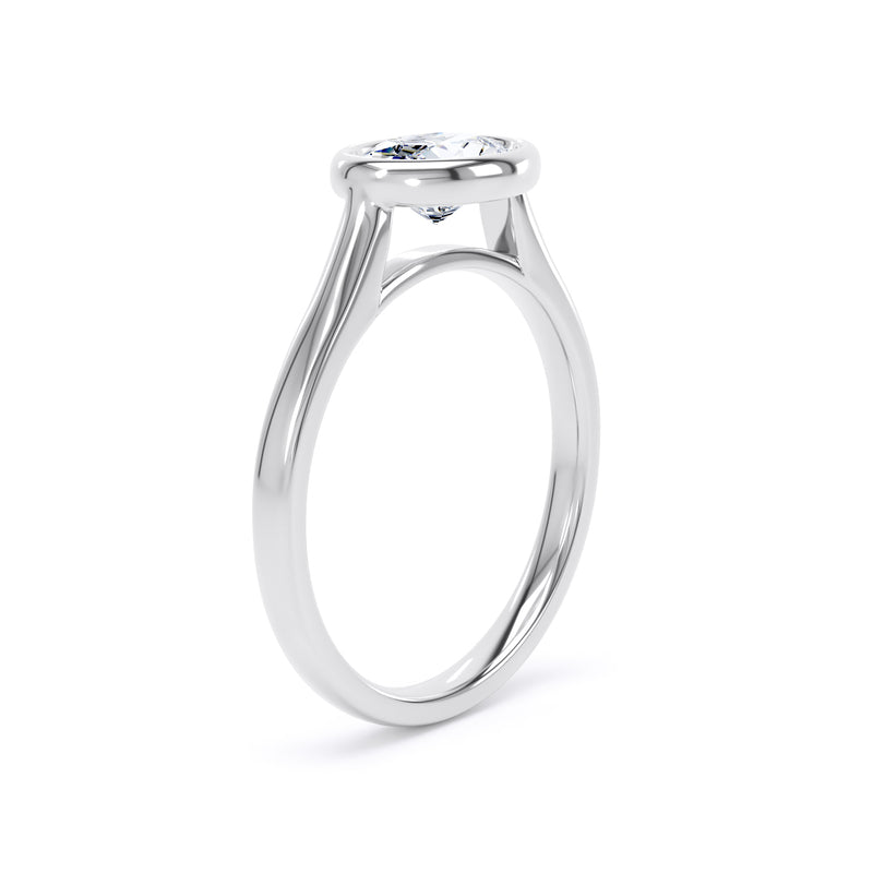 Oval Diamond White Gold Ring, Landscape Bezel Solitaire | LGO OPP05