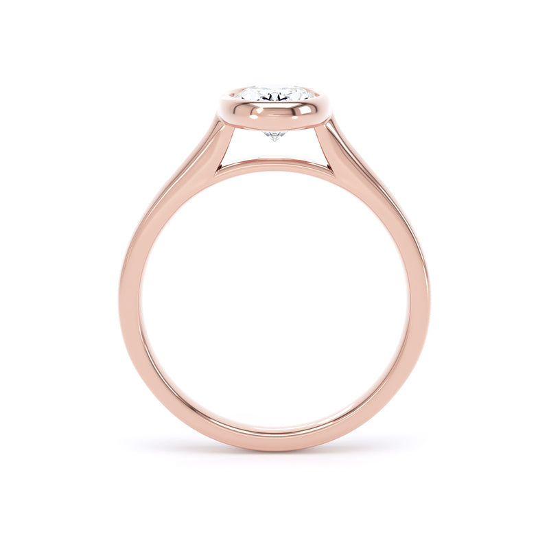 Oval Diamond Rose Gold Ring, Bezel Solitaire | SMO OPP06