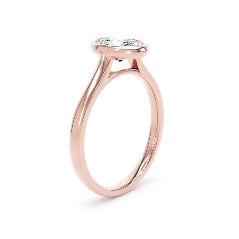 Oval Diamond Rose Gold Ring, Bezel Solitaire | SMO OPP06