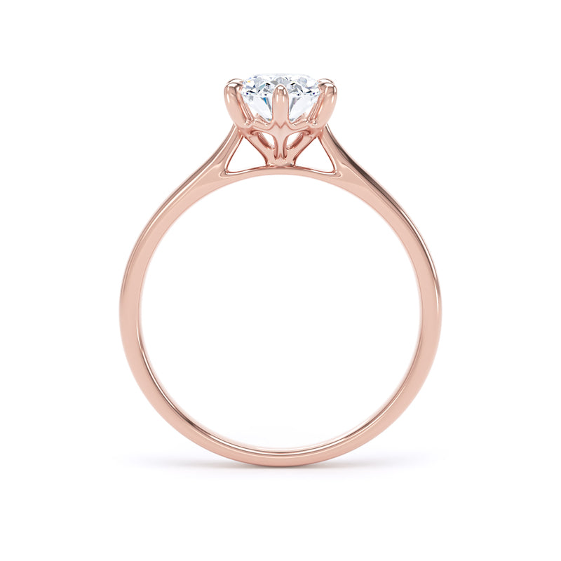 Oval Diamond Rose Gold Ring, 6 Claw Solitaire | SMO OPP11