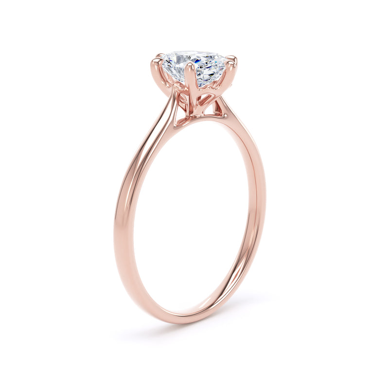 Oval Diamond Rose Gold Ring, 6 Claw Solitaire | LGO OPP11