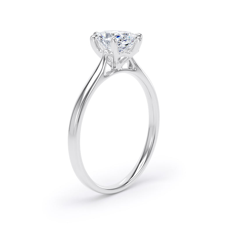 Oval Diamond White Gold Ring, 6 Claw Solitaire | LGO OPP11
