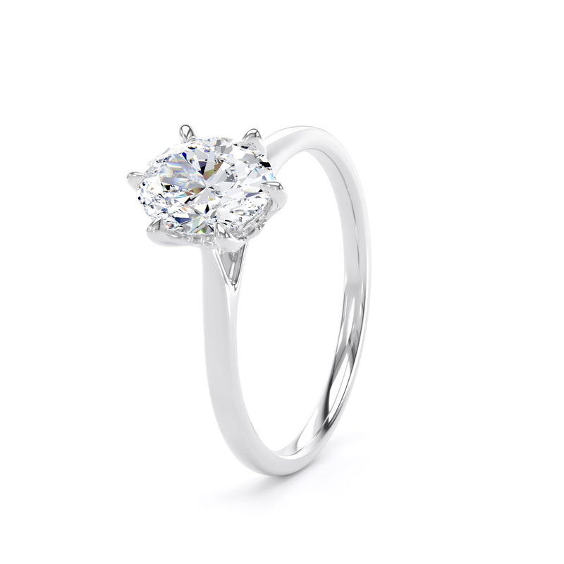 Oval Diamond Platinum Ring, 6 Claw Solitaire | SMO OPP11