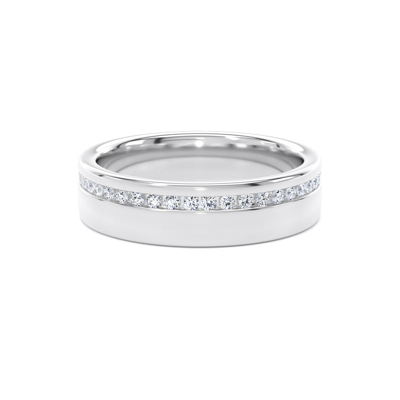 Round Diamond Platinum Ring, Channel Offset Half Eternity | ET1216