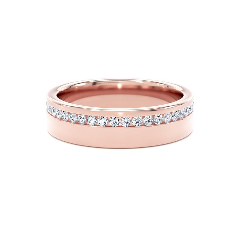 Round Diamond Rose Gold Ring, Channel Offset Half Eternity | ET1216