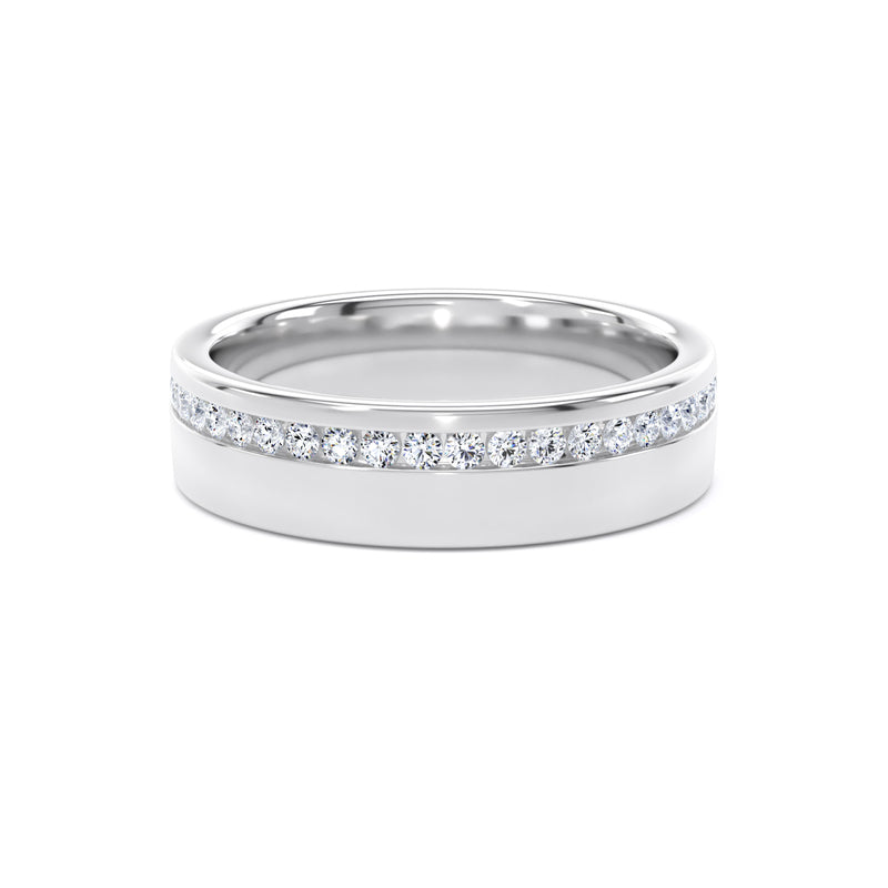 Round Diamond Platinum Ring, Channel Offset Half Eternity | ET1216