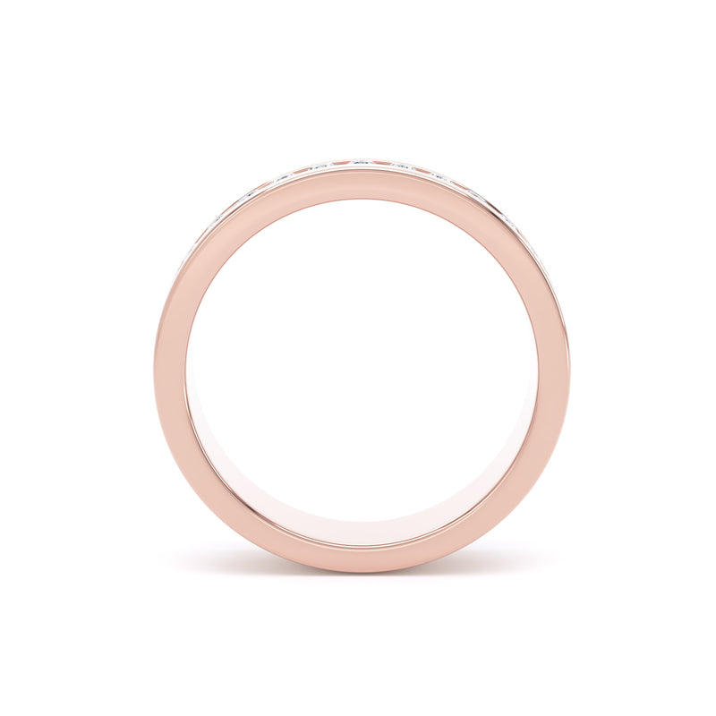 Round Diamond Rose Gold Ring, Channel Offset Half Eternity | ET1216