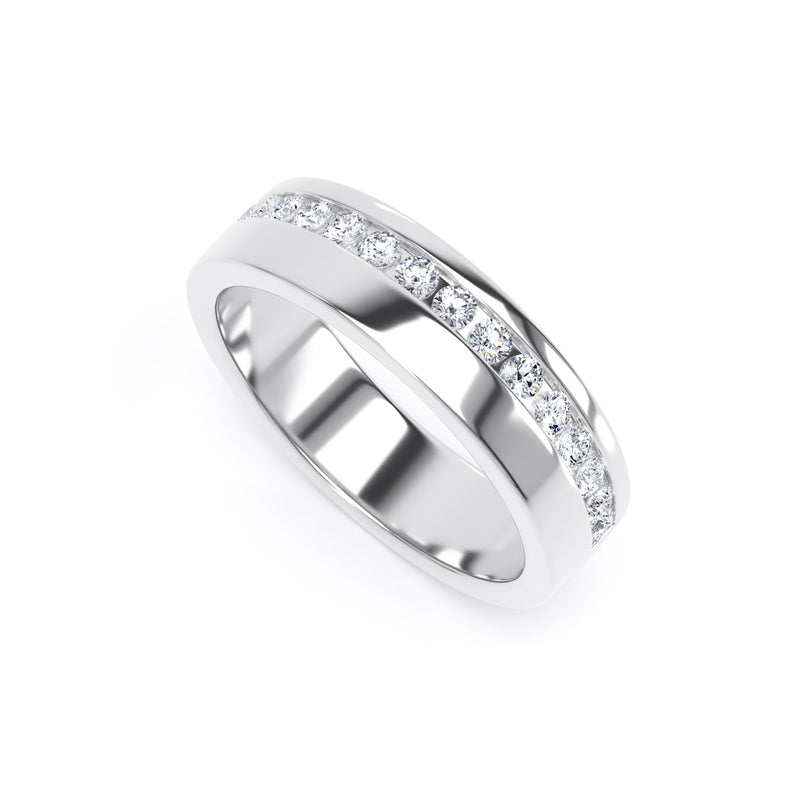 Round Diamond Platinum Ring, Channel Offset Half Eternity | ET1216