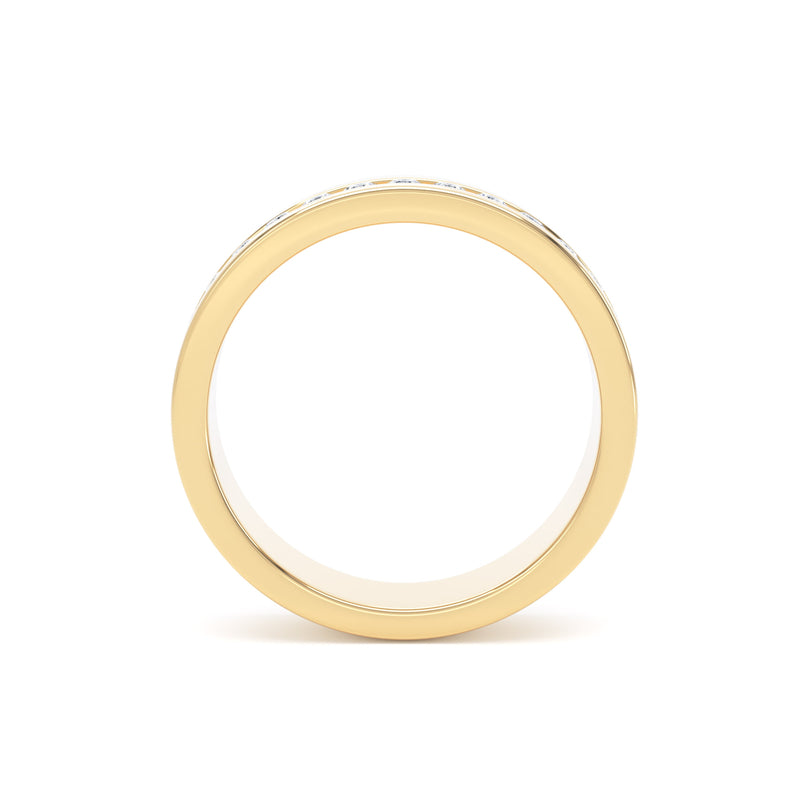 Round Diamond Yellow Gold Ring, Channel Offset Half Eternity | ET1216