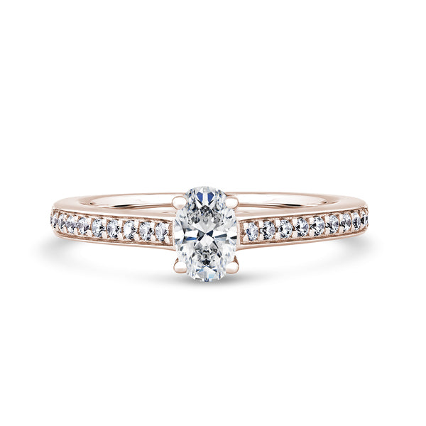 Oval Shoulder Set Rose Gold Ring | OSG01 SMO