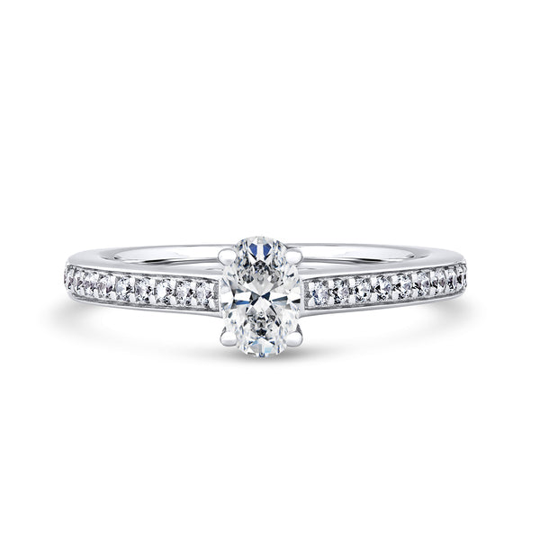 Oval Shoulder Set Platinum Ring | OSG01 SMO