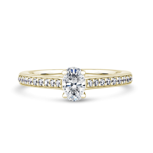 Oval Shoulder Set Yellow Gold Ring | OSG01 SMO