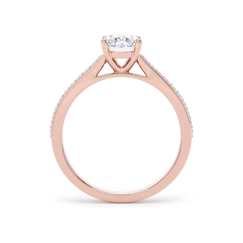 Oval Shoulder Set Rose Gold Ring | OSG01 LGO