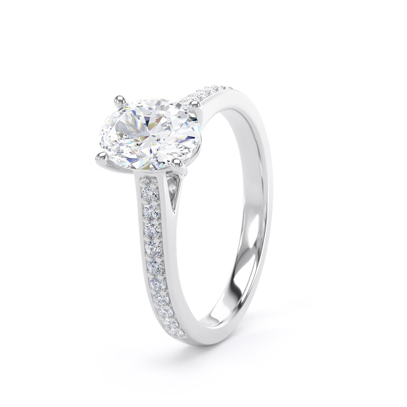 Oval Shoulder Set Platinum Ring | OSG01 SMO