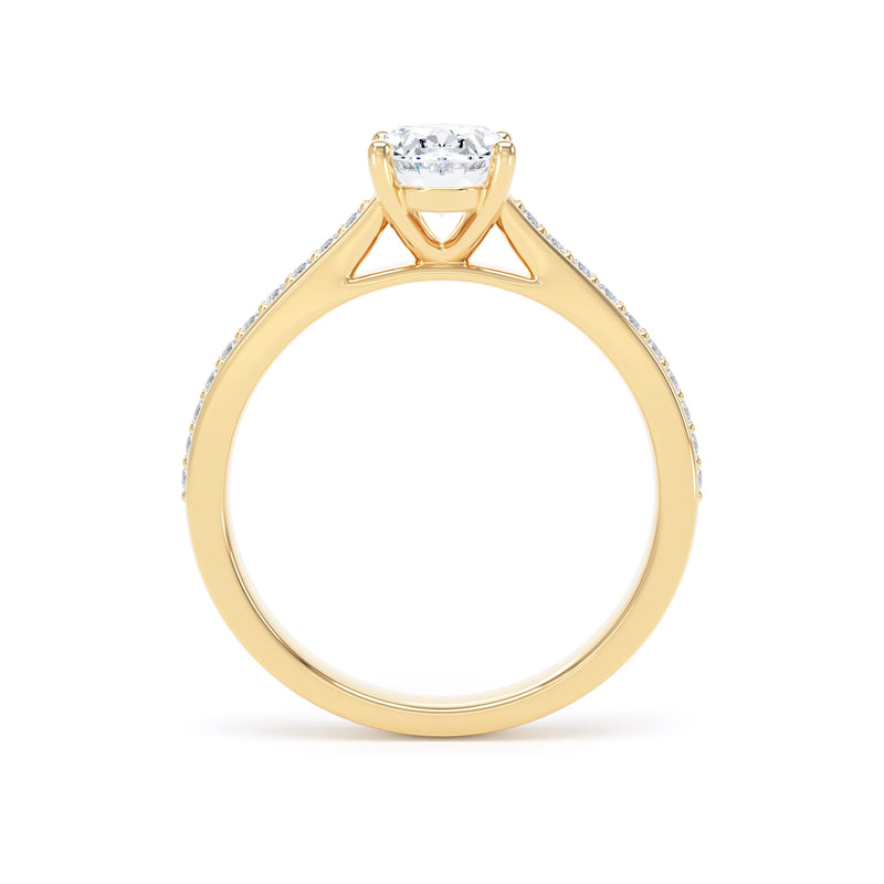 Oval Shoulder Set Yellow Gold Ring | OSG01 LGO