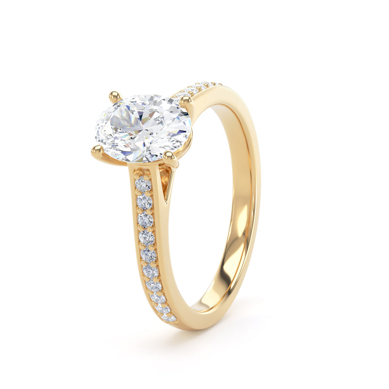 Oval Shoulder Set Yellow Gold Ring | OSG01 LGO