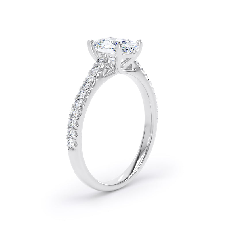 Oval Diamond Platinum Ring, Shoulder Set Crossover Head | SMO OSP01