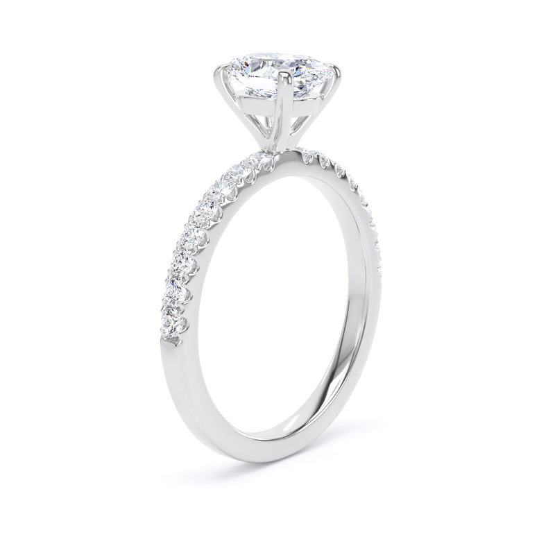 Oval Diamond Platinum Ring, Shoulder Set Floating Head | LGO OSP02