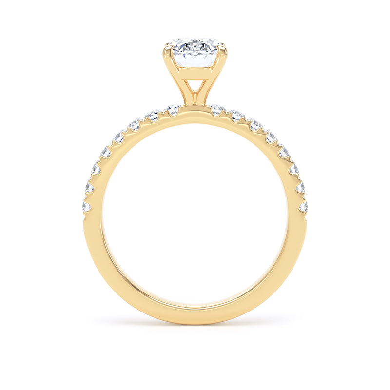 Oval Diamond Yellow Gold Ring, Shoulder Set Floating Head | SMO OSP02
