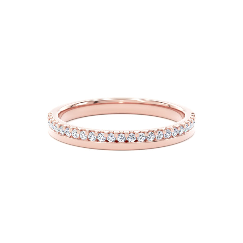 Round Diamond Rose Gold Ring, Offset Micro Set Half Eternity | ET1215