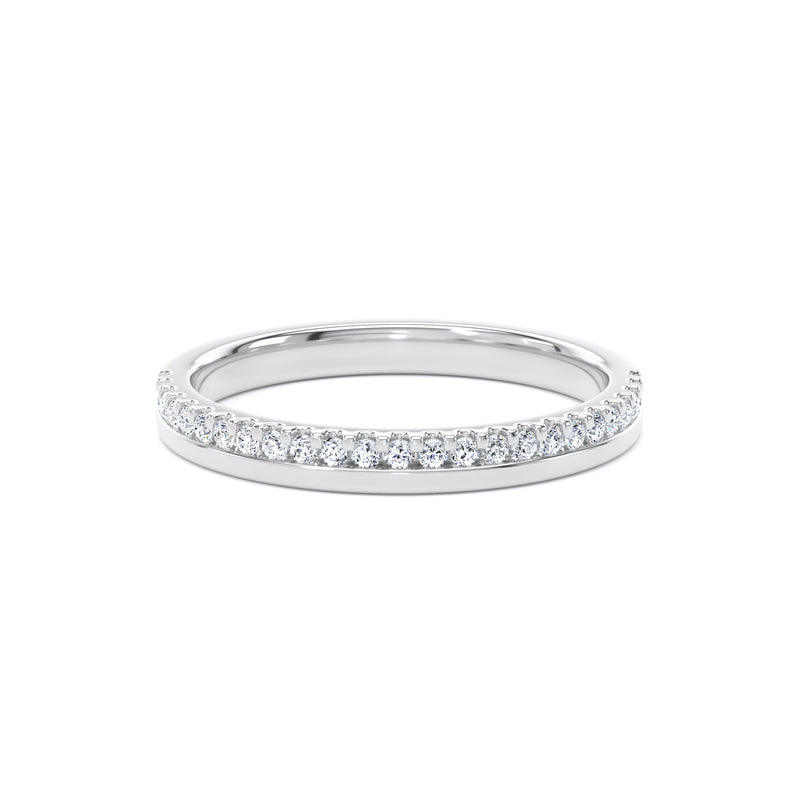 Round Diamond White Gold Ring, Offset Micro Set Half Eternity | ET1215